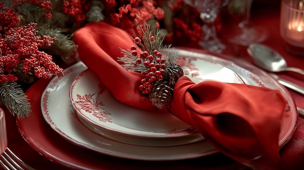 holiday red theme table